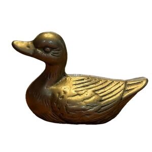 Vintage Brass Duck Statue Metal Hunting Pond Lake Bird Hollow WalMart 3x2.5" MCM
